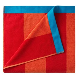 fonefunshop Großes Strandtuch, Cabana-Handtuch, übergroß, gestreift, 91 x 172 cm, Rot