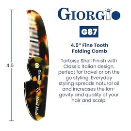 Giorgio G87 - Peine plegable para bigote y barba de 4.5 pulgadas, peine de bolsillo pequeño para hombre, aseo diario y cuidado del cabello. Peine pleg