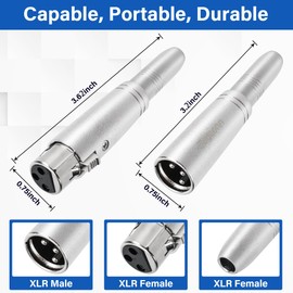 Togconn 1/4" TRS to XLR Adapter 2 Pack - 6.35mm 1/4" to XLR Male & Female Adapters