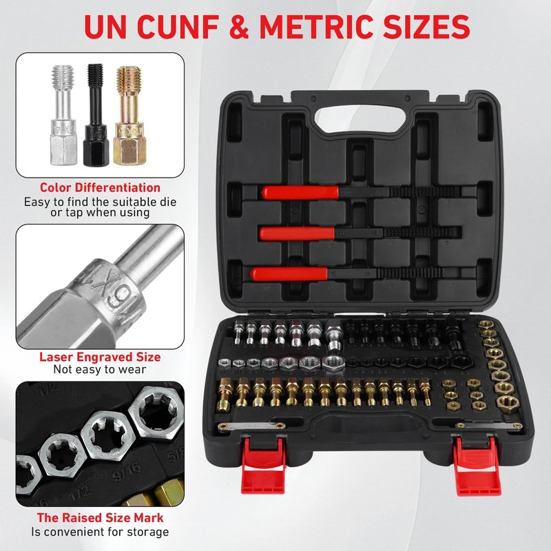 Jurtmy 61Pcs Thread Restorer Kit, Rethread Repair Tool, UNC, UNF