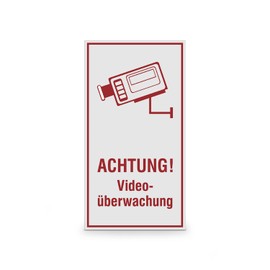 SafetyMarking® Warning Sign "Achtung! Videoüberwachung" | W x H: 8.0 x 15.0 cm | Material: PVC Film | Mounting Type: For Gluing | Company Identification