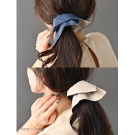 VINGTAINE HS-220-NY- Reversible Square Scrunchie Scrunchie Adult Square Reversible 2-Way Hair Arrangement, Nuance Color, Elegant, Taste, Stylish