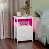 Fixwal Night Stand with Charging Station, LED Nightstand with U-S-B