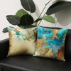 HOSTECCO Teal and Gold Throw Pillow Covers 18x18 inch Set