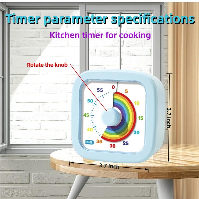 Kids Visual Timer Cute Rainbow - 60 Minute Countdown Timer
