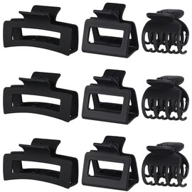 CHANDAT 9 pinzas para el pelo medianas de 3 estilos para mujer, pinzas rectangulares para cabello grueso, pinzas cuadradas para cabello fino, accesori