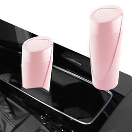 Lyxheth Car Trash Can with Lid, Car Trash Bin, Mini Leakproof Car Garbage Can, Car Interior Accessories Multipurpose Organizer Portable Garbage Bin Universal for Cars, Home and Office (Pink)