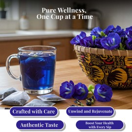 Akshit Butterfly Flower Tea Bags,150 Blue Tea Bags, Clitoria Ternatea, Natural Dried Butterfly Flowers, Pure Butterfly Pea Tea, Artificial Flavor & Color Free