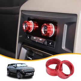 for Hummer EV Accessories Rear Air Conditioner Switch Button Knob Cover,Climate Control Knob Aluminum A/C Decal Trim Rings for Hummer EV SUV Truck 2024 2025+ (Mecha Model Red)