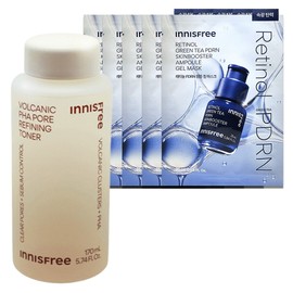 Innisfree Volcanic Pha Pore Smoothing Toner 170mL+Retinol PDRN Skin Booster Ampoule Gel Mask 5 sheets / 이니스프리 화산송이 파하 모공 매끈결 토너 170mL+레티놀 PDRN 스킨부스터 앰플 겔 마스크 5매