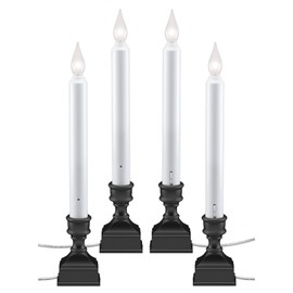 612 Vermont LED Electric Window Candles with Bright Hot Spot, Sensor Dusk to Dawn, Flicker Flame or Steady On, USB Low Voltage Adapter, VT-1270A-4 (Pack of 4, Antique Bronze)