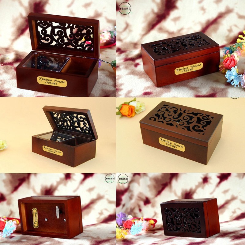 YouTang(TM) Creative Engraved Wooden 18-Note Wind-up Musical Box,Musical Toys,Tune:Edelweiss