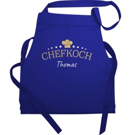 Geschenk mit Namen personalisiert by Shirtracer - Apron - Cooking Apron Men - Chef with Name I Gift for Chef, 4 Royal Blue