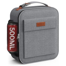 HOTOR Lunch Bags for Women & Men - Large Capacity Insulated Lunch Bag with Mutiple Pockets, Easy-Carrying & Wear-Resistant Lunch Cooler Bag for Office, Picnic, Grey, 27.0×11.0×23.0 cm