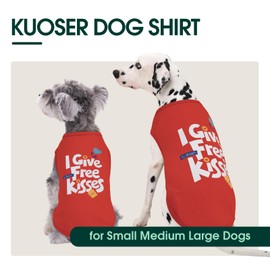 Kuoser Dog Shirt, Printed Dog T-Shirt Soft Breathable Dog Shirts, Cute Dog Sweatshirt for Small Medium Large Dogs Girl Boy, Pet Funny Clothes Dog Tank Top Sleeveless Dog Vest, Red S