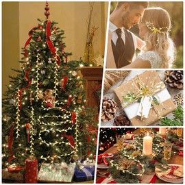 Lusofie 20 Yards Artificial Vine Leaves Stripes Gift Ribbon Ivy Garland Decorative Ribbon Artificial Plants Artificial Leaf Ribbon Leaf String for DIY Crafts Party Wedding Christmas Decoration