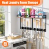 FLOUREE Broom Holder Wall Mount with Shelf, 15.7" Wx6.7 Dx15.7