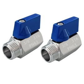 Fitvell 316 Stainless Steel Mini Ball Valve 3/8" NPT Female x Male Thread Shut Off Valve for Water,Oil and Gas 2pcs