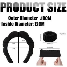 Headband Wrist Wash Band Set, Spa Face Hairband Wrist, Wrist Spa Wash Band, Sponge and Terry Cloth Fabric Headband, Wrist Makeup, for Skin Care, Facial Cleansing, Shower (#2)