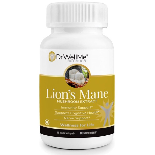 Organic Lion's Mane Mushroom Capsules 500 mg (90 Vegetarian Capsules) 3 Months' Supply, Made in USA by Dr.WellMe