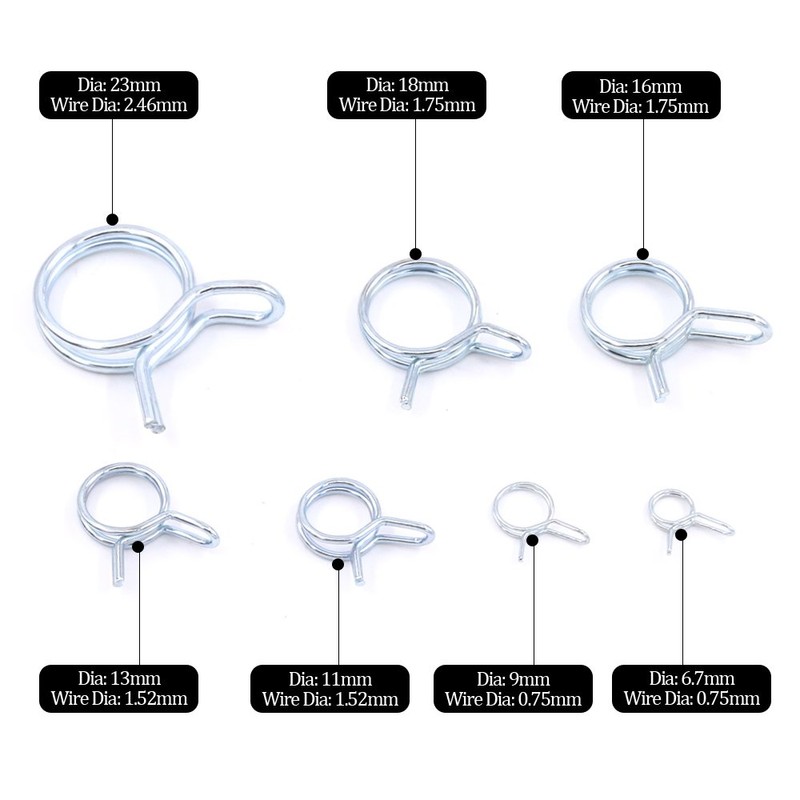 Hilitchi 135-Pcs Double Wire Fuel Line Hose Tube Spring Clips