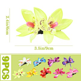 9PCS Hawaiian Artificial Flower Hair Clip, Bohemian Flower Hairpin for Seaside Holiday - Hibiscus Plumeria Hairpin Headdress Bobby Pins Headwear for Woman Girl Lady (9colors)