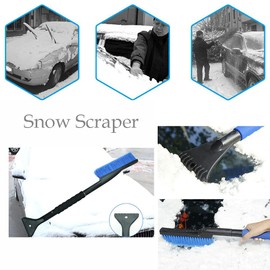 Riloer Snow Scraper, 2-in-1 Snow Scraper, Car Snow Brush, Shovel, ABS + PVC + EVA Windscreen, Frost Snow Scraper, Blue