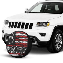 KOSUES Vintage America American Flag Spare Tire Cover Weatherproof Wheel Protectors Dust-Proof Sun Protection Wheel Tire Covers Universal Fit for Truck SUV RV Camper Trailer Car Accessories 17 inch