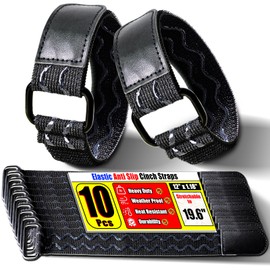 PHIXBEAR Elastic Anti Slip Cinch Straps with Upgraded Metal Buckle, Heavy Duty Reusable Multi Purpose Hook and Loop Straps for Extension Cords, Cables, Hose, Bike, Pant Garters, 12"(10 Pack)