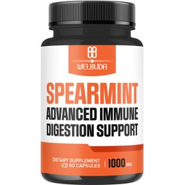WELBUDA 1000mg Spearmint Capsules with Elderberry, Echinacea, Berberine HCI & More - Support Digestive, Relaxation Mood, Respiratory Function & Immune System - 90 Veggie Capsules
