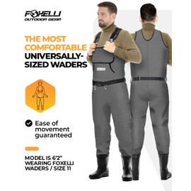 Foxelli Chest Waders, Waterproof 4mm Neoprene Hunting & Fishing Waders for Men & Women with Boots