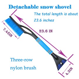 Aicerous® Car Ice Scraper with Broom, Car Ice Scraper (Removable) with Gentle Bristles, Durable Windscreen Scraper and Foam Handle Offer You the Best Experience, Suitable for SUV/Truck/Cars (Blue)