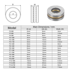 sourcing map F5-10M Thrust Ball Bearing 5mm x 10mm x 4mm Brass with Washers ABEC1 9pcs