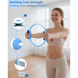 KABCON Pilates Equipment Essentials Set for Women at Home with Complete User Guide,13” Pilates Ring,9.8” Exercise Ball,Resistance Bands,Yoga Socks,Yoga Strap,13/14/16-Pcs Starter Workout Set