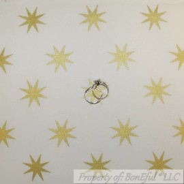 Riley Blake BonEful Fabric FQ Cotton Quilt White Xmas STAR Gold Metallic Stripe Holiday SALE