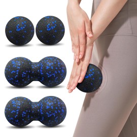 Trasekky Massage Ball 4 Pack, Lacrosse Ball Massage for Myofascial Release. Deep Tissue Massage Tool for Trigger Point Therapy and Tight Muscles, Muscle Relaxer, Exercise, Yoga, Black & Blue