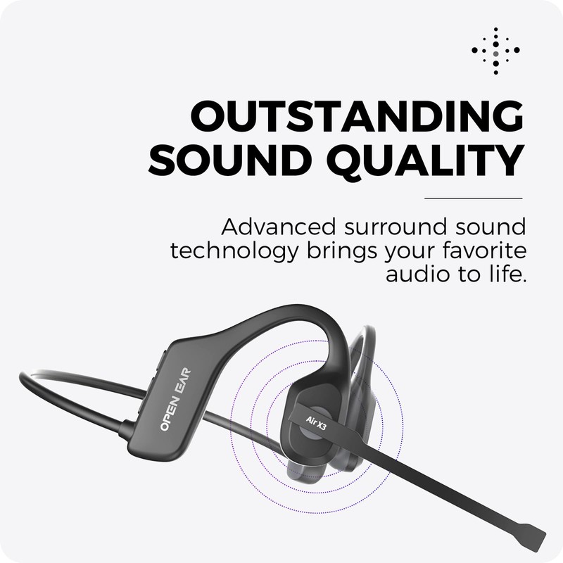 Open Ear Headphones with Mic, 32g Bluetooth Headset with Microphone,
