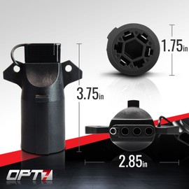 OPT7 7 Pin to 4 Pin Trailer Adapter w/Secure Tab, 7 Way Blade to 4 Way Flat Trailer Light Connector for Pickup Truck Trailer Tow Hitch, 3.75" Long x 1.75" Diameter