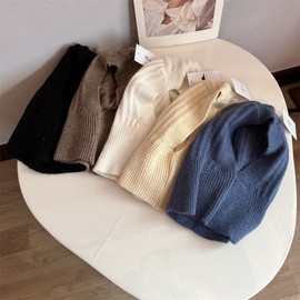 Unisex Cashmere Wool Knit Balaclava Hat LF1272 - Free Size 53-60cm Beige 3ea