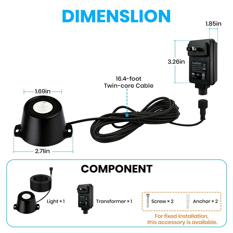 Plug in Fountain Light LED Underwater with Timer Transformer