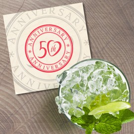 Unbranded Anniversary 50th Fiftieth Flower 4'' X 4'' Square Wooden Coaster