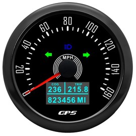 85mm GPS Speedometer Gauge 0‑160MPH Boat Speedometer Waterproof Odometer Speed Meter with COG Trip Total Mileage for Car Truck Motorcycle 7 Colors Backlit 9-32V
