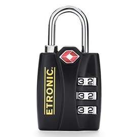 ETRONIC T6 TSA-Approved Lock TSA Open Alert Indicator Resettable Combination TSA-Accepted Luggage Lock, 1-3/16in (30mm) Wide (4 Pack)