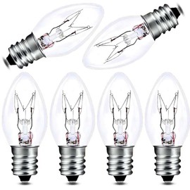 ALSHKASS C7 15W E12 Bulbs, Replacement Bulb for Himalayan Salt Lamps/Night Lights,Dimmable 2200K Clear,120V Incandescent Candle Bulbs (6-Pack)