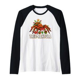 Tree-rantula Xmas Tree Tarantula Arachnid Festive Spider Raglan Baseball Tee