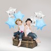AnnoDeel 20pcs Silver Blue Star Foil Balloons,18inch Silver and light