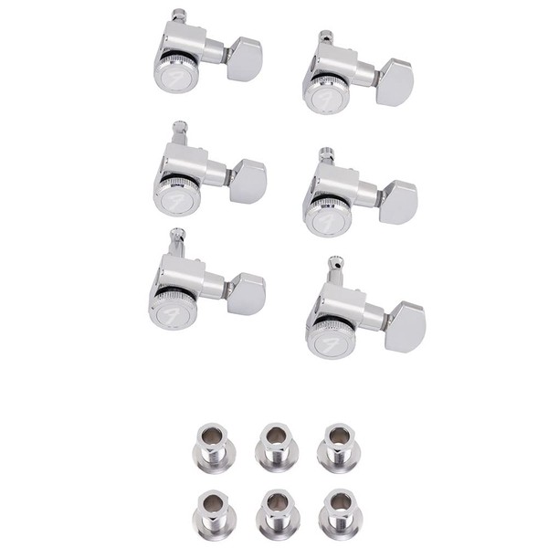 Fender Locking Tuners Stratocaster Guitar Tuners, Polished Chrome, Right Hand Guitar Tuners, 1.7x10x4.5 Inches, Set of 6 Guitar Tuning Machines