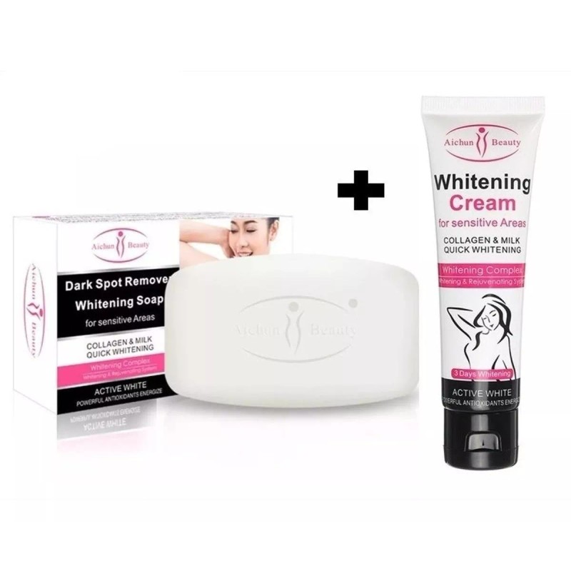 Mafab Kit Crema Aclarante + Jabón Aclarante Colágeno Leche Aichun
