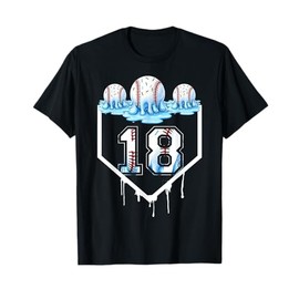 18th Birthday Party Ice Cream Drip Baseball Lover 18 Years T-Shirt