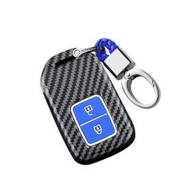 ontto Car Key fob Cover Fit for Honda Accord Civic CR-V CRV Pilot Passport Vezel Odyssey Insight EX EX-L ABS Plastic Key Shell Holder Keychain Decorative Accessories Protector Carbon 2 Button Blue